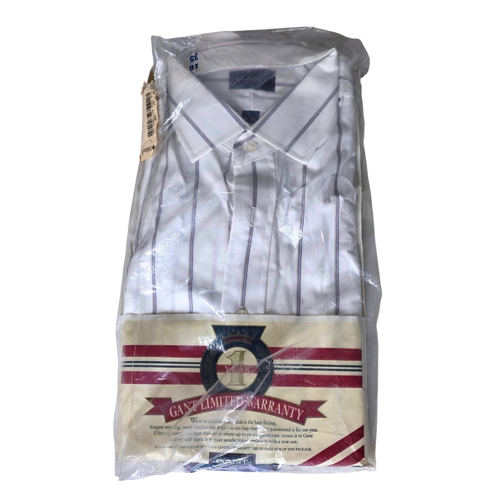 Gant Mens Heritage Broadcloth Striped Button Down Shirt 16-35 White Navy Red